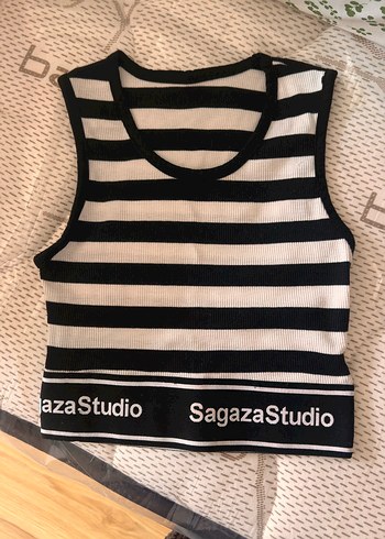 Stradivarius Sagazastudio Siyah Beyaz Cizgili Crop Top