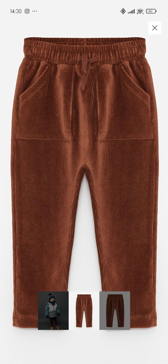 Düğmeli Kahverengi Erkek Çocuk Süet Pantolon - Görsel 4