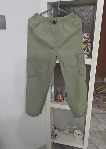 kız çocuk Haki kargo cep parasut kumas Rahat Kesim Pantolon