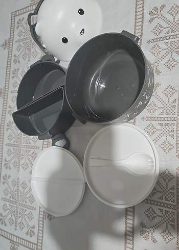 Beden Gri Ayıcık Desenli Katlanabilir Yemek Kabı