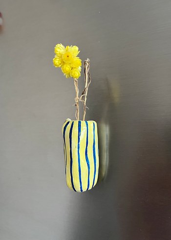 Mini Lacivert Çizgili Vazo Magnet