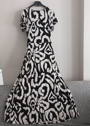 Diğer Bohem Zebra Desenli Uzun Elbise