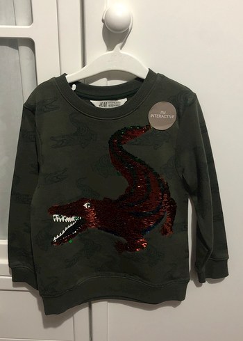 Haki renk Erkek Çocuk Payetli Sweatshirt
