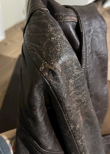 vintage kahverengi deri ceket - Görsel 7