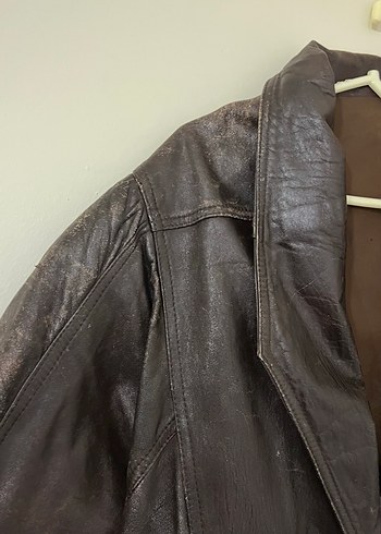 vintage kahverengi deri ceket - Görsel 8