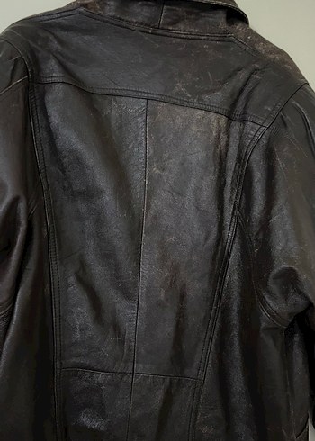 vintage kahverengi deri ceket - Görsel 4