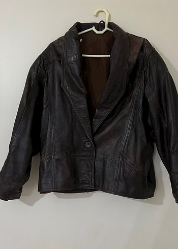 vintage kahverengi deri ceket - Görsel 2