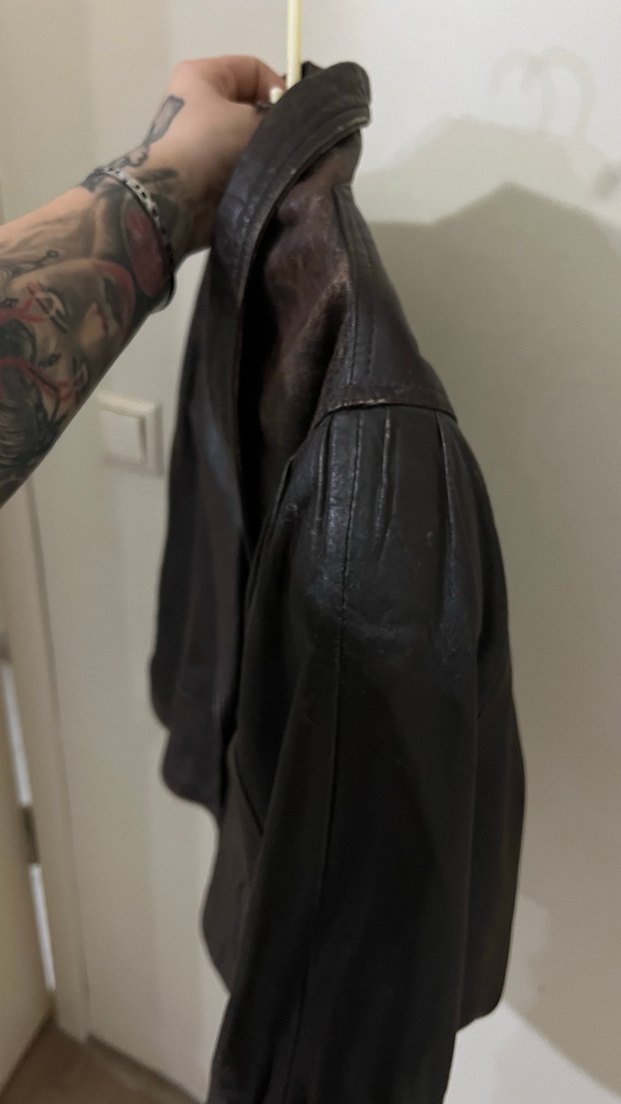 vintage kahverengi deri ceket - Görsel 5