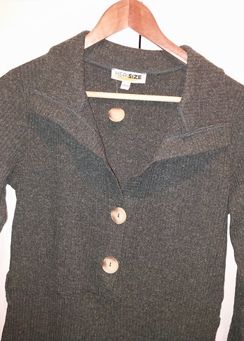 Haki Düğmeli Kadın Yünlü şort Tulum - Görsel 9