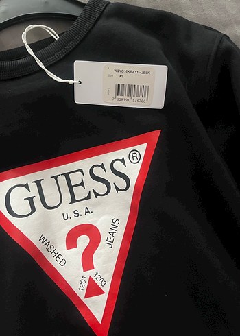 xs Beden siyah Renk Orijinal Siyah Guess Baskılı Uzun Kollu Sweatshirt