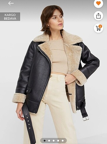 Stradivarius kürklü biker mont