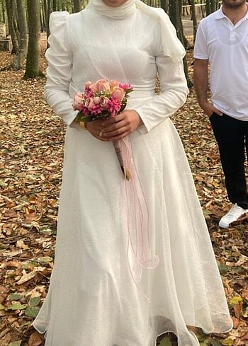 Simli Beyaz nikah elbisesi abiye elbise