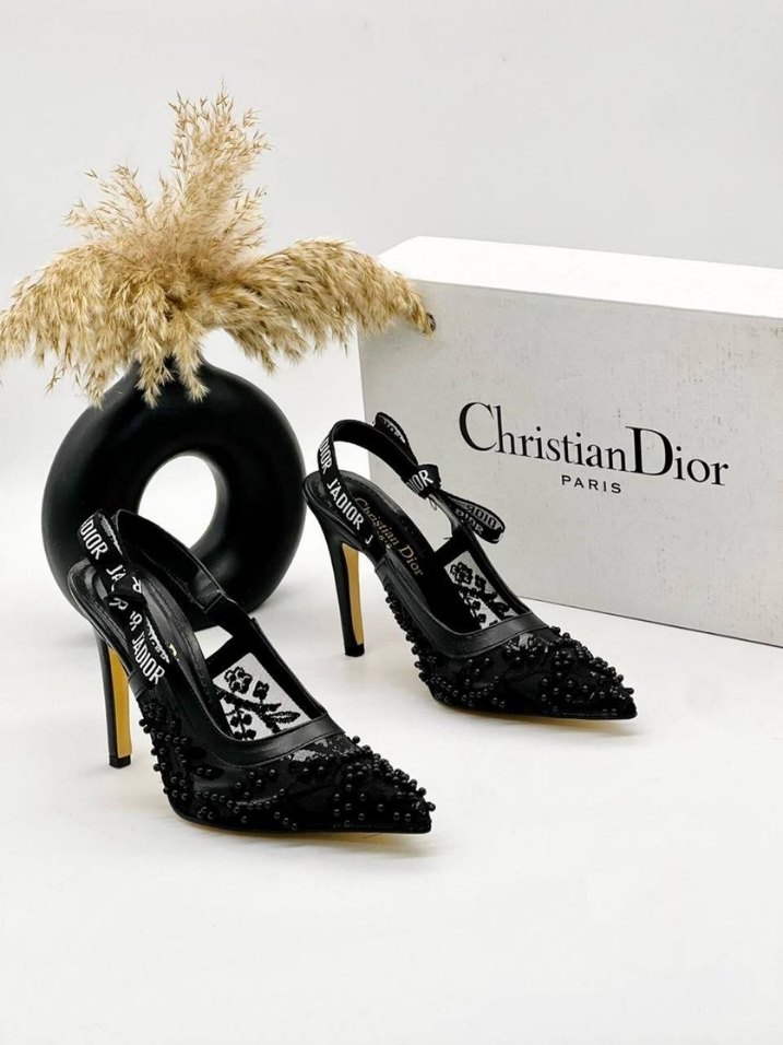 Christian Dior Siyah Boncuklu Yüksek Topuklu Stiletto - Görsel 4