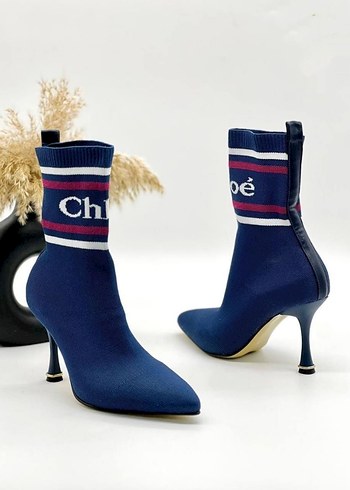 Renkli Baskılı Elastik Stiletto Topuklu Kadın Bot - Görsel 2