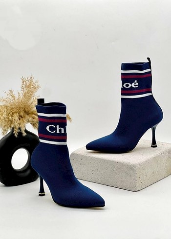 Renkli Baskılı Elastik Stiletto Topuklu Kadın Bot - Görsel 3