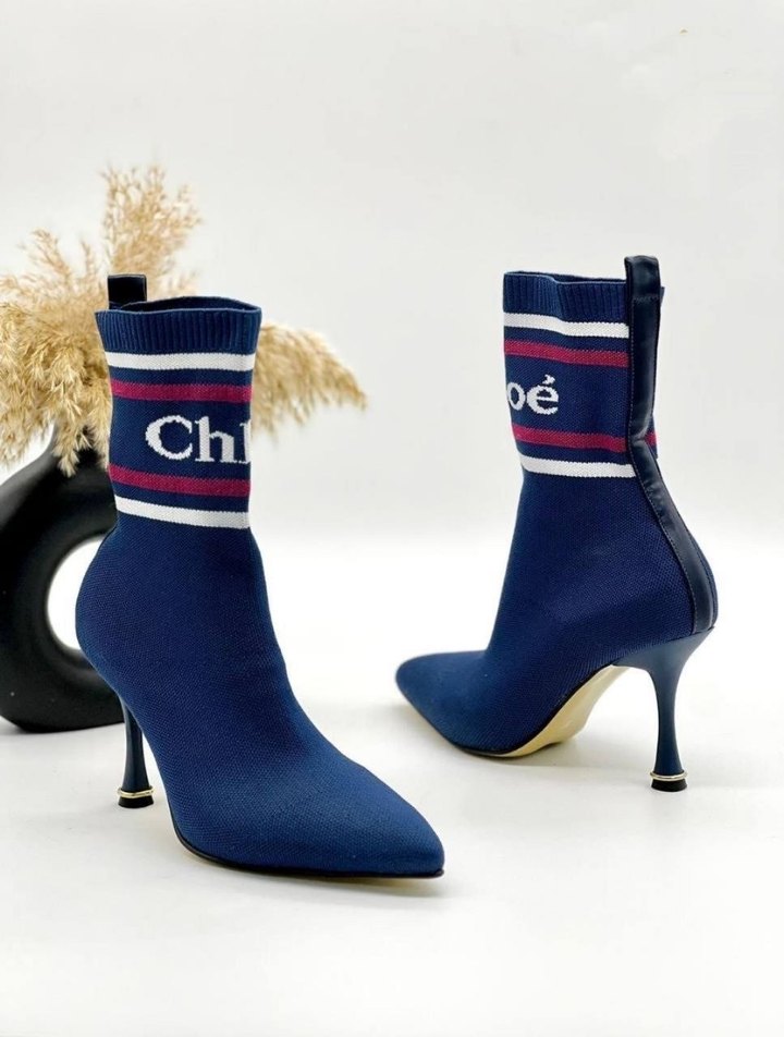 Renkli Baskılı Elastik Stiletto Topuklu Kadın Bot - Görsel 2