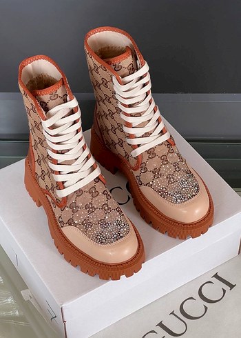 Gucci Kahverengi Yılan Desenli Platform Bot - Görsel 3