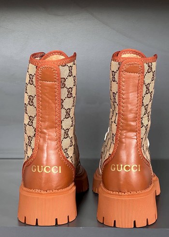 Gucci Kahverengi Yılan Desenli Platform Bot - Görsel 2