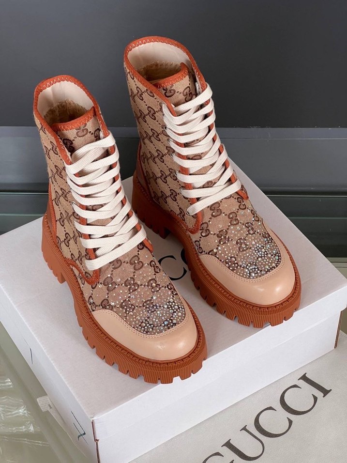 Gucci Kahverengi Yılan Desenli Platform Bot - Görsel 3