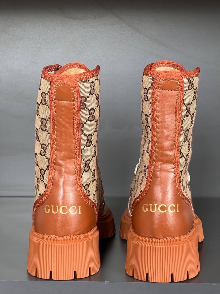 Gucci Kahverengi Yılan Desenli Platform Bot - Görsel 2
