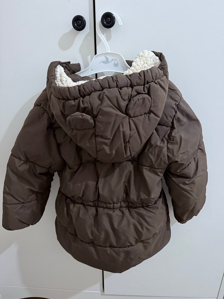 H&M Kahverengi çocuk kabanı, Kapüşonlu, Fermuarlı - Görsel 2