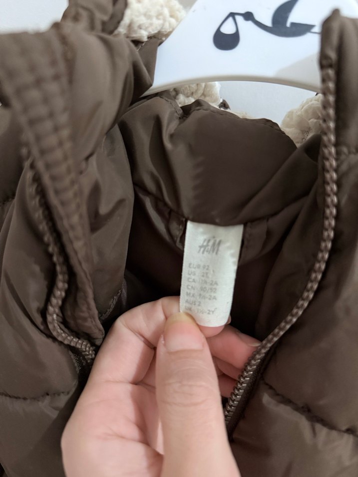 H&M Kahverengi çocuk kabanı, Kapüşonlu, Fermuarlı - Görsel 3