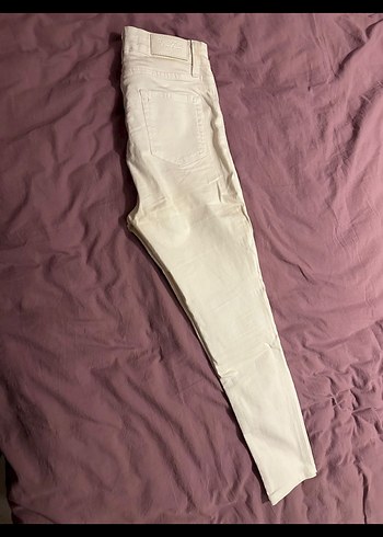 Kadın Beyaz Midi Boy Kot Pantolon - Görsel 3