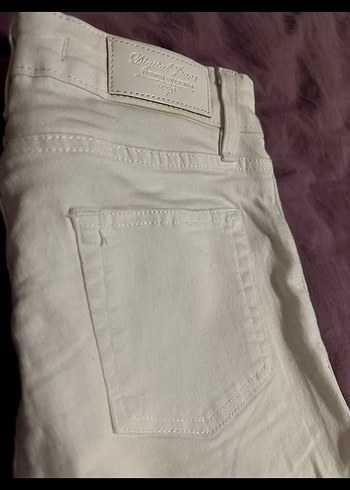 Kadın Beyaz Midi Boy Kot Pantolon - Görsel 2