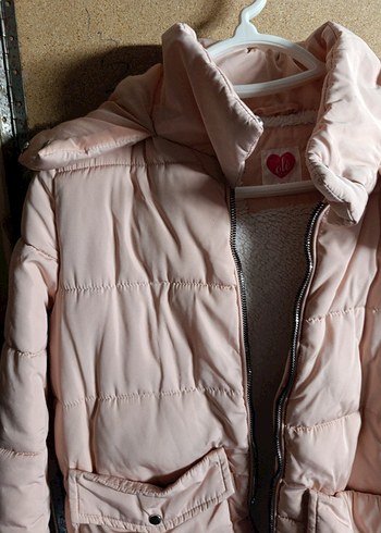 s Beden pembe Renk Pembe Fermuarlı Kadın Midi Kışlık Mont