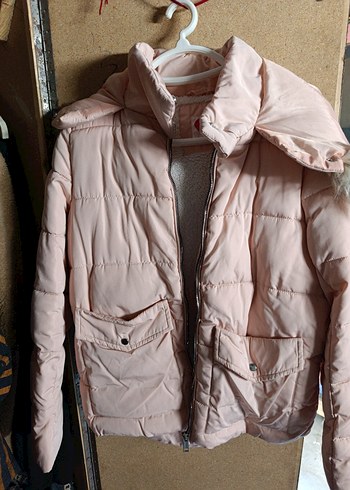 Pembe Fermuarlı Kadın Midi Kışlık Mont