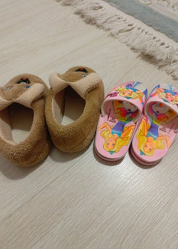 Kızlar için kahverengi nakışlı sıcak terlik - Görsel 2