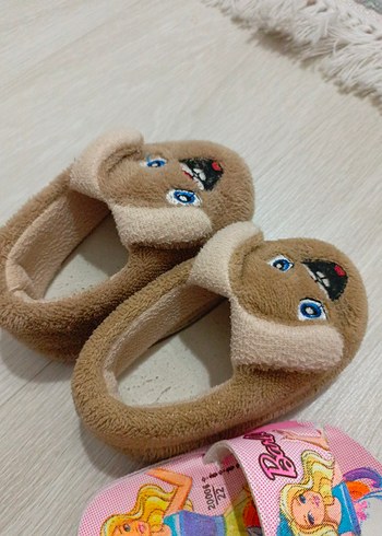 Kızlar için kahverengi nakışlı sıcak terlik - Görsel 4