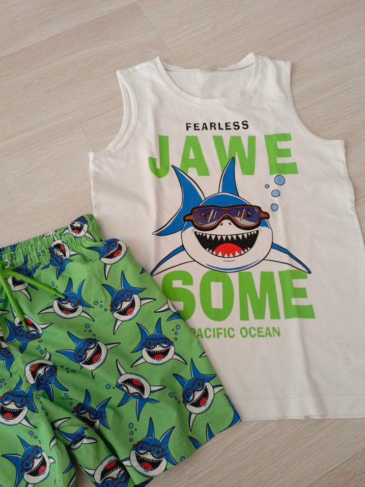 Renkli Erkek Çocuk Kolsuz Mayo Takımı - Görsel 2