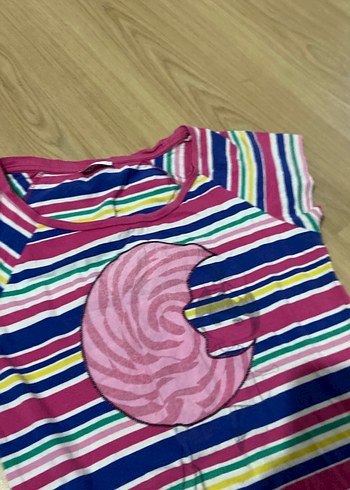 Renkli Çizgili Kısa Kollu Hamile Gecelik - Görsel 2