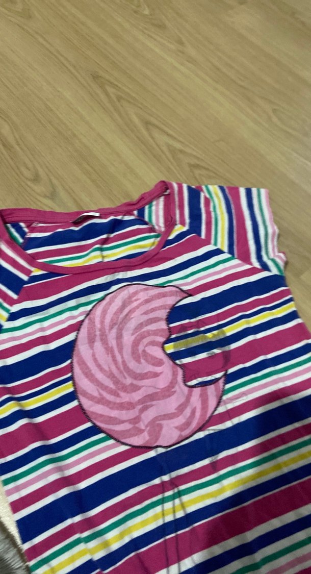 Renkli Çizgili Kısa Kollu Hamile Gecelik - Görsel 2