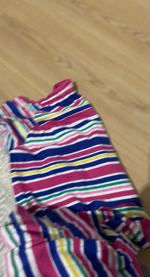 Renkli Çizgili Kısa Kollu Hamile Gecelik - Görsel 4