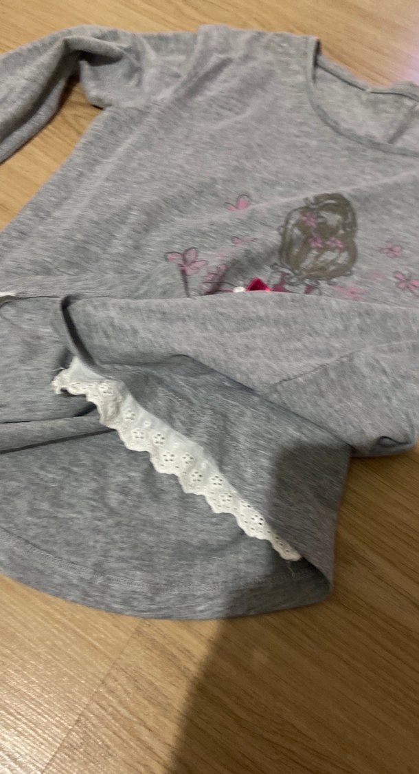 Kız Çocuk Gri Uzun Kollu Triko Tişört - Görsel 4