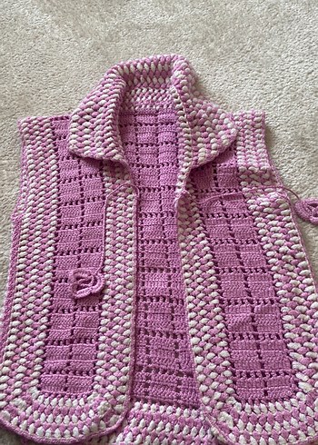 Kız Çocuk Pembe Bohem Örgü Süveter - Görsel 2