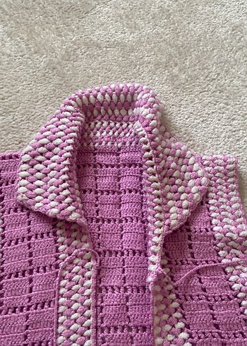 Kız Çocuk Pembe Bohem Örgü Süveter - Görsel 5