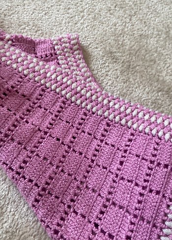 Kız Çocuk Pembe Bohem Örgü Süveter - Görsel 7