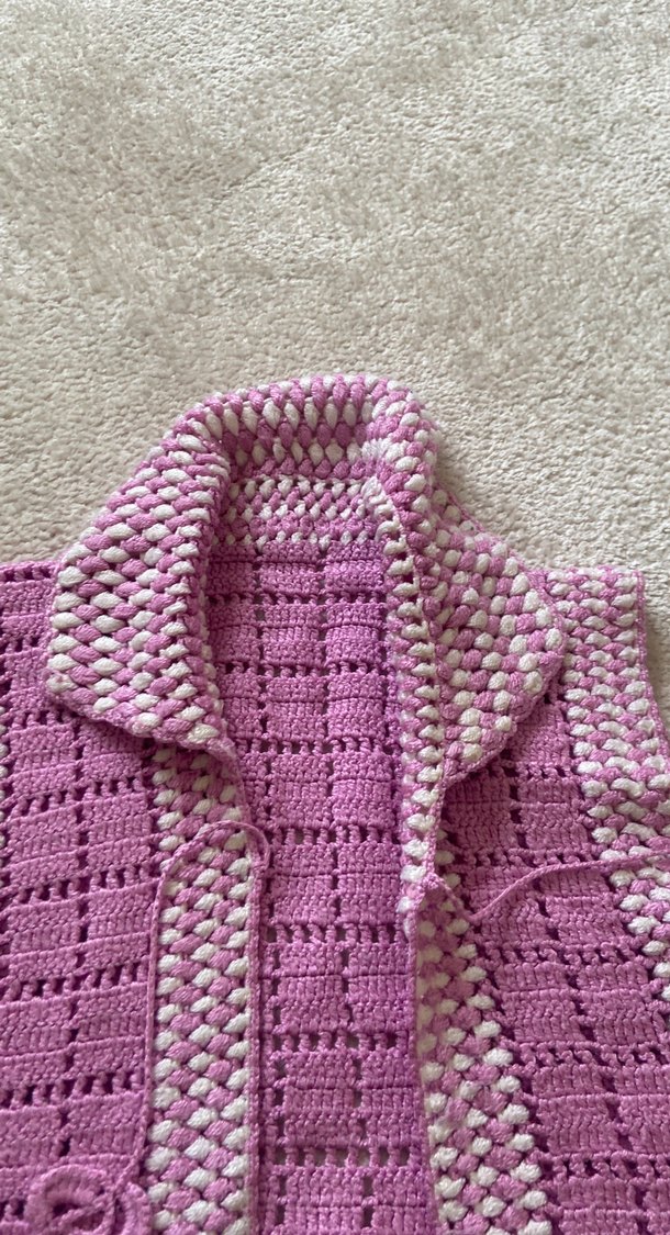 Kız Çocuk Pembe Bohem Örgü Süveter - Görsel 5