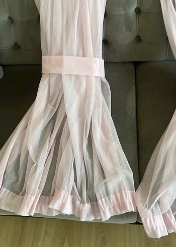 Bohem Pembe Pastel Tül Perde - Görsel 2