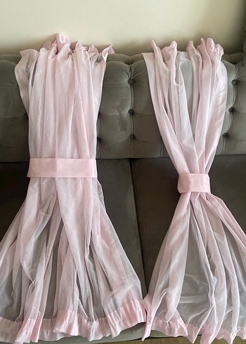 Bohem Pembe Pastel Tül Perde - Görsel 3