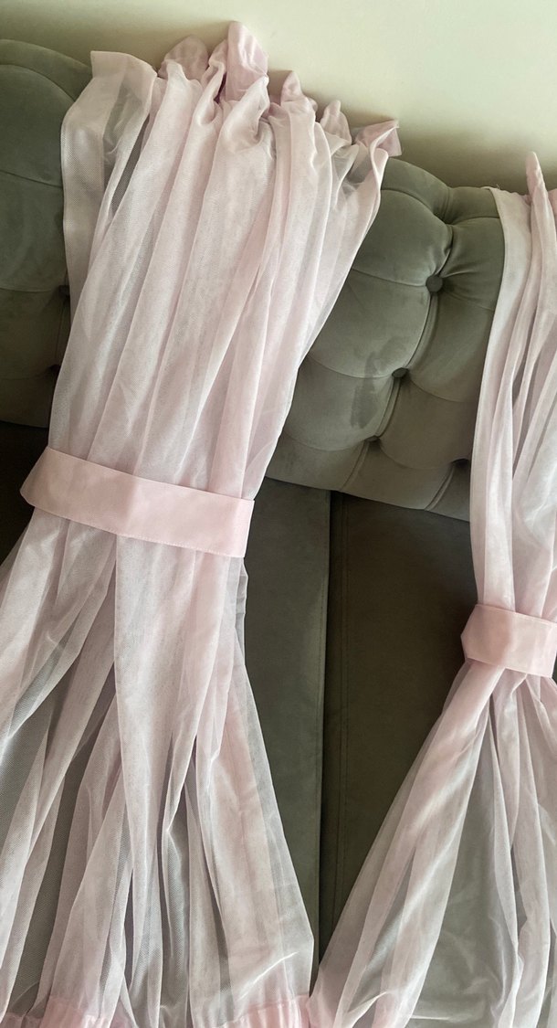 Bohem Pembe Pastel Tül Perde - Görsel 4