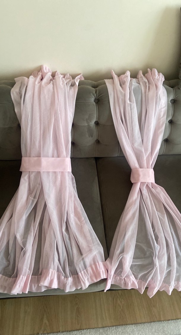 Bohem Pembe Pastel Tül Perde - Görsel 3