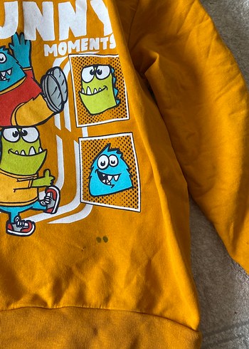 Sarı Kapüşonlu Erkek Çocuk Sweatshirt - Görsel 4