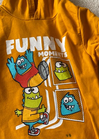 Sarı Kapüşonlu Erkek Çocuk Sweatshirt - Görsel 2