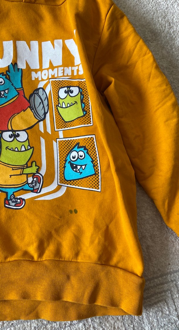 Sarı Kapüşonlu Erkek Çocuk Sweatshirt - Görsel 4