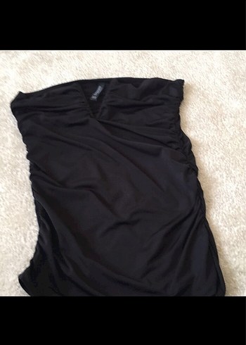 Drapeli Siyah Midi Hamile Eteği - Görsel 2