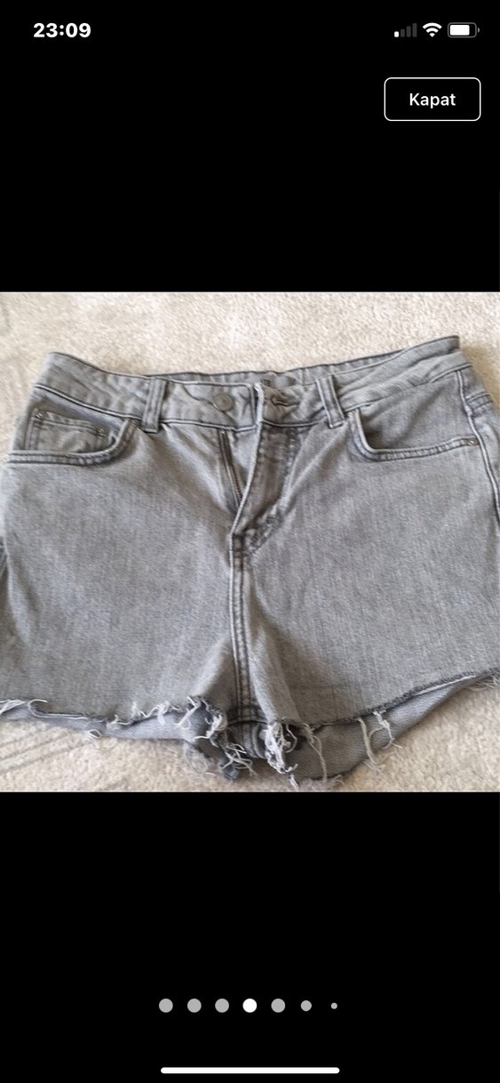 Gri Kadın Denim Mini Şort - Görsel 5